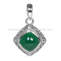 Graceful Natural Green Onyx Gemstone com pingente de prata esterlina 925